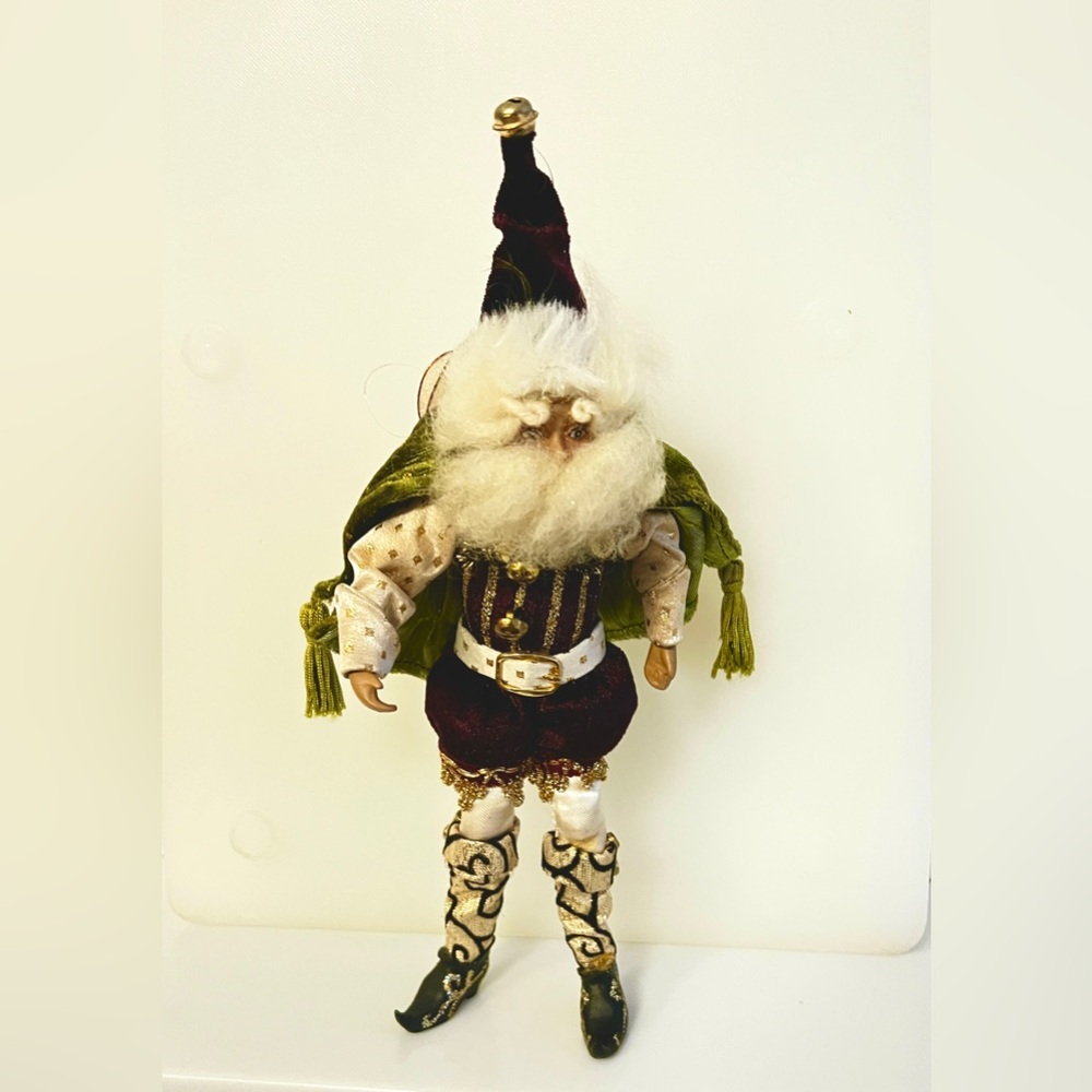 Vintage Mark Roberts Fairy Elf Ornament Purple Green Gold Glitter Wings 10.50 in
